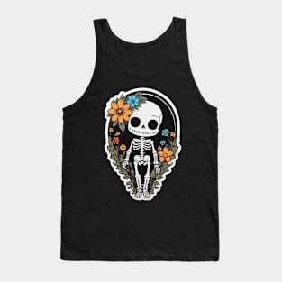 Cute floral kawaii skeleton No.7 Tank Top